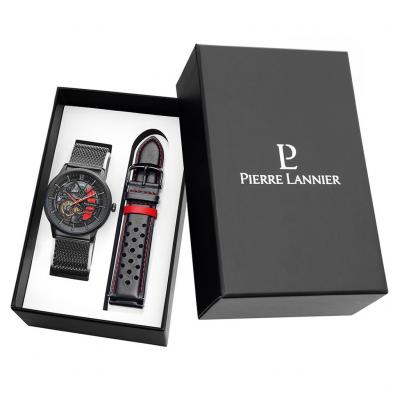 PIERRE LANNIER Coffret Montre Homme  Paddock - 385C439 Bracelet Cuir Noir