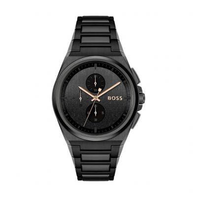 HUGO BOSS Montre Homme  Steer Chrono - 1514068 Bracelet Acier Noir