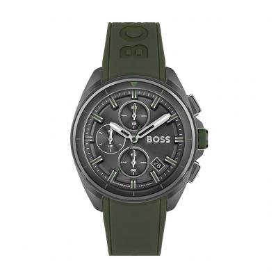 HUGO BOSS BOSS Montre Chronographe &agrave; Quartz pour Homme avec Bracelet en Silicone Vert Olive - 1513952