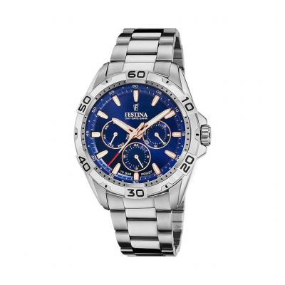 FESTINA Montre  F20623/2 Bleu, Bracelet D&acute; Acier Inoxydable, Homme