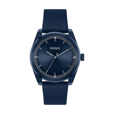 HUGO Montre Homme  #Bright - 1530352 Bracelet Cuir Bleu