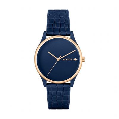 LACOSTE Montre Femme  Crocodelle 2001274 - Bracelet Silicone Bleu
