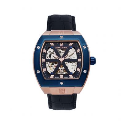 MONTIGNAC Montre Homme  - MOW704 Bracelet Cuir Bleu