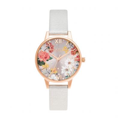 OLIVIA BURTON Montre Femme Sparkle florals Dor&eacute; rose OB16BF29 Blanc 