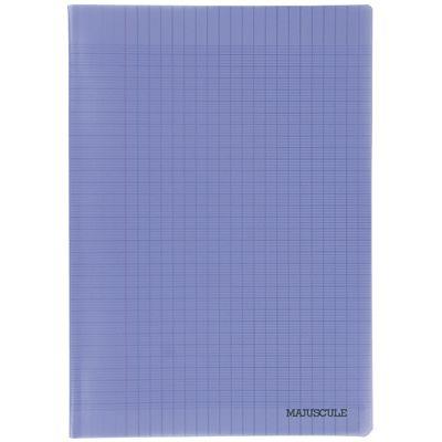 MAJUSCULE Cahier piq&ucirc;re 96p couverture polypropyl&egrave;ne violet A4 grand carreaux 90g