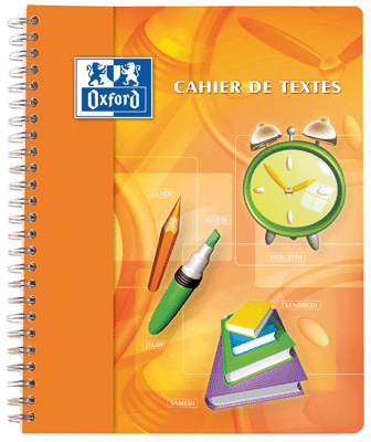 HAMELIN OXFORD Cahier texte spiral&eacute; couverture polypropyl&egrave;ne 148 pages 90g Sey&egrave;s 17x22