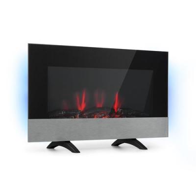 KLARSTEIN Basel Baseline - Chemin&eacute;e &eacute;lectrique 2000W, 2 vitesses, thermostat, design verre & inox, pour 40m&sup2;