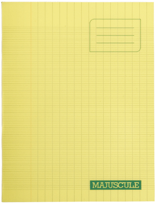 MAJUSCULE Cahier piqures grand carreaux polypropylene 17x22 64p 90g jaune