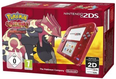 Console Nintendo 2DS Rouge Transparent + Pok&eacute;mon Rubis Omega