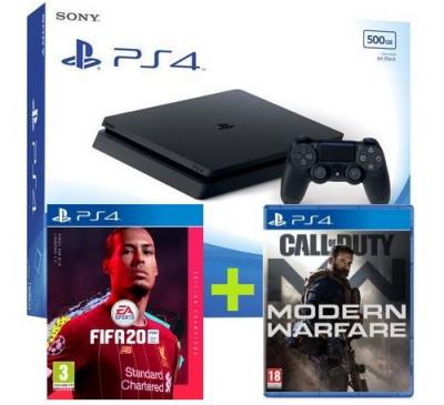 Pack console PS4 sony 500 Go FIFA 20 + Call of Duty Modern Warfare 
