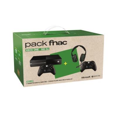 Pack Fnac Console Microsoft Xbox One 500 Go Noire + 2 Manettes XBox One Sans Fil + Micro-Casque Filaire Afterglow 