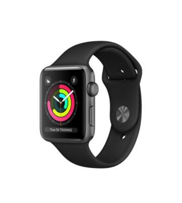 Apple Watch Series 3 - bo&icirc;tier alu gris sid&eacute;ral - bracelet sport noir - 42mm
