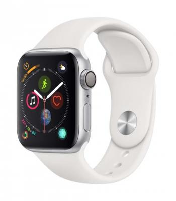 Apple Watch Series 4 40 mm Bo&icirc;tier en Aluminium Argent avec Bracelet Sport Blanc 