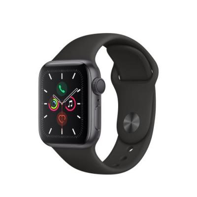 Apple Watch Series 5 - Boitier Aluminium Gris Sid&eacute;ral - Bracelet Sport Noir - 40mm