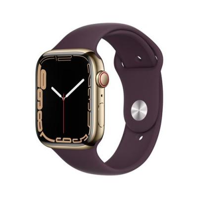 Apple Watch Series 7 (Gps + Cellular) - Boitier 45 Mm Acier Inoxydable Or Avec Bracelet Sport Rouge
