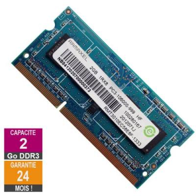 RAMAXEL Barrette M&eacute;moire 2Go RAM DDR3 RMT3010EC58E8F-1333 SO-DIMM PC3-10600 1333MHz 1Rx8 