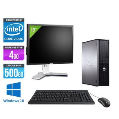 DELL Ordinateur  Optiplex 780 Desktop + Ecran 19'' - Gris - Intel Core 2 Duo E7500 / 2.93 GHz - RAM 4 Go - HDD 500 Go - DVD - Gigabit Ethernet - Windows 10 Professionnel 