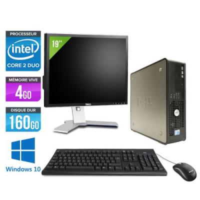 DELL Ordinateur  Optiplex 780 SFF + Ecran 19'' - Gris - Intel Core 2 Duo E7500 / 2,93 GHz - RAM 4 Go - HDD 160 Go - DVD - Gigabit Ethernet - Windows 10 Professionnel 