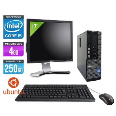 DELL Ordinateur  Optiplex 790 SFF + Ecran 17'' - Noir - Intel Core i5-2400 / 3.10 GHz - RAM 4 Go - HDD 250 Go - DVD - Gigabit Ethernet - Linux - Ubuntu 