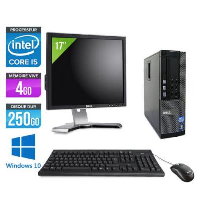 DELL Ordinateur  Optiplex 790 SFF + Ecran 17'' - Noir - Intel Core i5-2400 / 3.10 GHz - RAM 4 Go - HDD 250 go - DVD - Gigabit Ethernet - Windows 10 Professionnel 
