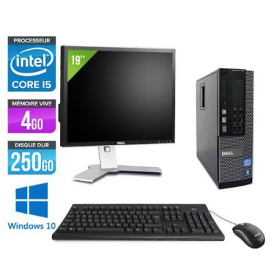 DELL Ordinateur  Optiplex 790 SFF + Ecran 19'' - Noir - Intel Core i5-2400 / 3.10 GHz - RAM 4 Go - HDD 250 go - DVD - Gigabit Ethernet - Windows 10 Professionnel 