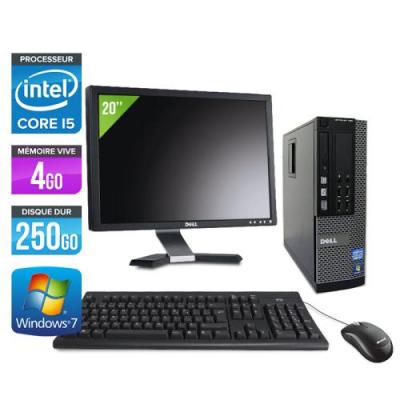 DELL Ordinateur  Optiplex 790 SFF + Ecran 20'' - Noir - Intel Core i5-2400 / 3.10 GHz - RAM 4 Go - HDD 250 Go - DVD - Gigabit Ethernet - Windows 7 Professionnel 
