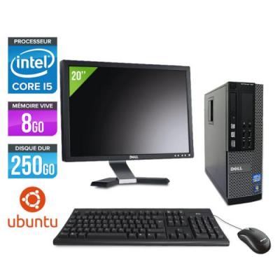 DELL Ordinateur  Optiplex 790 SFF + Ecran 20'' - Noir - Intel Core i5-2400 / 3.10 GHz - RAM 8 Go - HDD 250 Go - DVD - Gigabit Ethernet - Ubuntu - Linux 