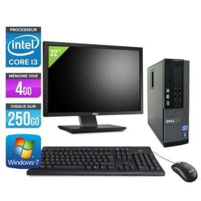 DELL Ordinateur  Optiplex 790 SFF + Ecran 22'' - Noir - Intel Core i3-2120 / 3.30 GHz - RAM 4 Go - HDD 250 Go - DVDRW - Gigabit Ethernet - Windows 7 Professionnel 