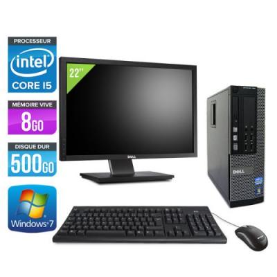 DELL Ordinateur  Optiplex 790 SFF + Ecran 22'' - Noir - Intel Core i5-2400 / 3.10 GHz - RAM 8 Go - HDD 500 Go - DVD - Gigabit Ethernet - Windows 7 Professionnel 