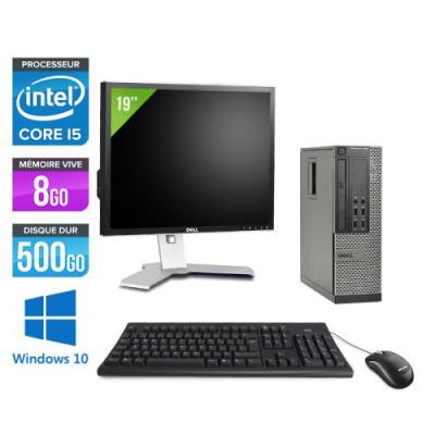 DELL Pc  Optiplex 7010 SFF + Ecran 19'' - Noir - Intel Core i5-3470 / 3.20 GHz - RAM 8 Go - HDD 500 Go - DVDRW - Gigabit Ethernet - Windows 10 Professionnel 