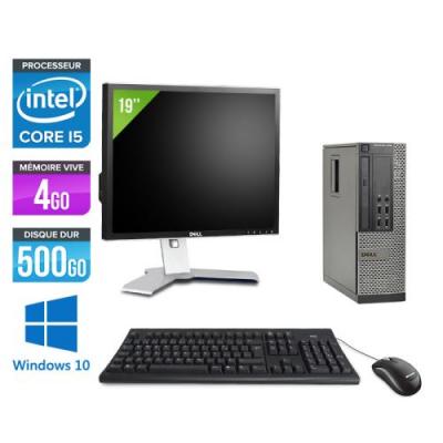 DELL Pc  Optiplex 7010 SFF + Ecran 19'' - Noir - Intel Core i5-3470 / 3.20 GHz - RAM 4 Go - HDD 500 Go - DVDRW - Gigabit Ethernet - Windows 10 Professionnel 