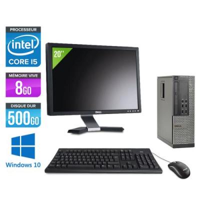 DELL Pc  Optiplex 7010 SFF + Ecran 20'' - Noir - Intel Core i5-3470 / 3.20 GHz - RAM 8 Go - HDD 500 Go - DVDRW - Gigabit Ethernet - Windows 10 Professionnel 