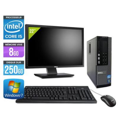 DELL Pc  Optiplex 7010 SFF + Ecran 22'' - Noir - Intel Core i5-3470 / 3.20 GHz - RAM 8 Go - HDD 250 Go - DVDRW - Gigabit Ethernet - Windows 7 Professionnel 