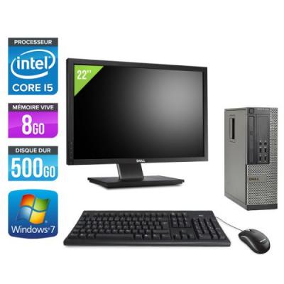 DELL Pc  Optiplex 7010 SFF + Ecran 22'' - Noir - Intel Core i5-3470 / 3.20 GHz - RAM 8 Go - HDD 500 Go - DVDRW - Gigabit Ethernet - Windows 7 Professionnel 