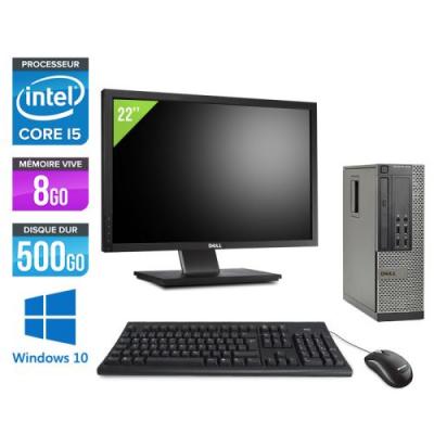 DELL Pc  Optiplex 7010 SFF + Ecran 22'' - Noir - Intel Core i5-3470 / 3.20 GHz - RAM 8 Go - HDD 500 Go - DVDRW - Gigabit Ethernet - Windows 10 Professionnel 
