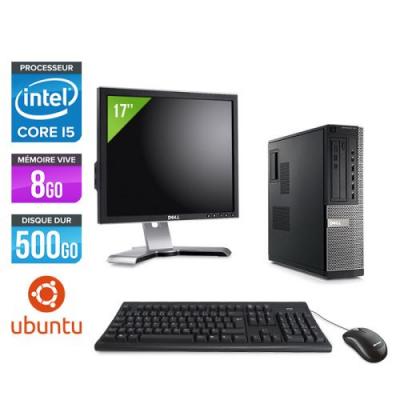 DELL Pc  Optiplex 790 Desktop + Ecran 17'' - Noir - Intel Core i5-2400 / 3,10 GHz - RAM 8Go - HDD 500 Go - DVD - Gigabit Ethernet - Ubuntu / Linux 