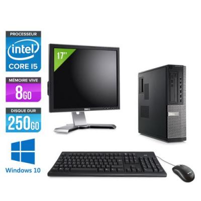 DELL Pc  Optiplex 790 Desktop + Ecran 17'' - Noir - Intel Core i5-2400 / 3,10 GHz - RAM 8 Go - HDD 250 Go - DVD - Gigabit Ethernet - Windows 10 Professionnel 
