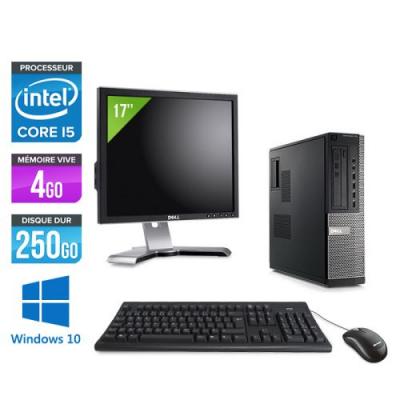 DELL Pc  Optiplex 790 Desktop + Ecran 17'' - Noir - Intel Core i5-2400 / 3,10 GHz - RAM 4 Go - HDD 250 Go - DVD - Gigabit Ethernet - Windows 10 Professionnel 