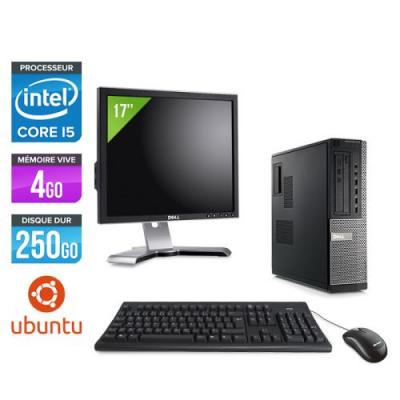 DELL Pc  Optiplex 790 Desktop + Ecran 17'' - Noir - Intel Core i5-2400 / 3,10 GHz - RAM 4Go - HDD 250 Go - DVD - Gigabit Ethernet - Ubuntu / Linux 