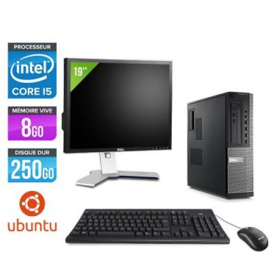 DELL Pc  Optiplex 790 Desktop + Ecran 19'' - Noir - Intel Core i5-2400 / 3,10 GHz - RAM 8Go - HDD 250 Go - DVD - Gigabit Ethernet - Ubuntu / Linux 