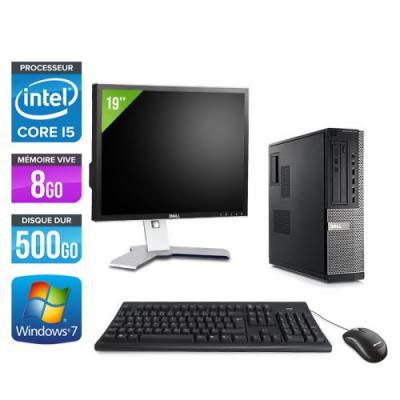 DELL Pc  Optiplex 790 Desktop + Ecran 19'' - Noir - Intel Core i5-2400 / 3,10 GHz - RAM 8Go - HDD 500 Go - DVD - Gigabit Ethernet - Windows 7 Professionnel 