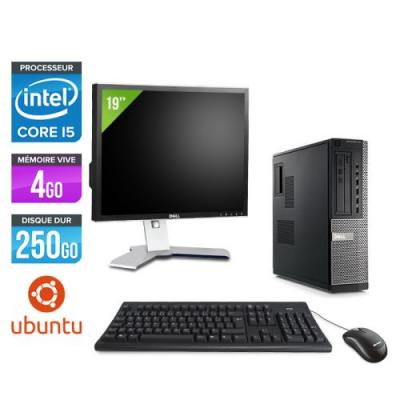 DELL Pc  Optiplex 790 Desktop + Ecran 19'' - Noir - Intel Core i5-2400 / 3,10 GHz - RAM 4Go - HDD 250 Go - DVD - Gigabit Ethernet - Ubuntu / Linux 