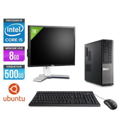 DELL Pc  Optiplex 790 Desktop + Ecran 19'' - Noir - Intel Core i5-2400 / 3,10 GHz - RAM 8Go - HDD 500 Go - DVD - Gigabit Ethernet - Ubuntu / Linux 
