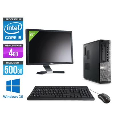 DELL Pc  Optiplex 790 Desktop + Ecran 20'' - Noir - Intel Core i5-2400 / 3,10 GHz - RAM 4 Go - HDD 500 Go - DVD - Gigabit Ethernet - Windows 10 Professionnel 