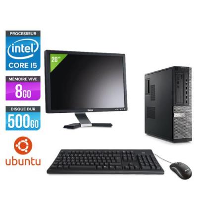 DELL Pc  Optiplex 790 Desktop + Ecran 20'' - Noir - Intel Core i5-2400 / 3,10 GHz - RAM 8Go - HDD 500 Go - DVD - Gigabit Ethernet - Ubuntu / Linux 