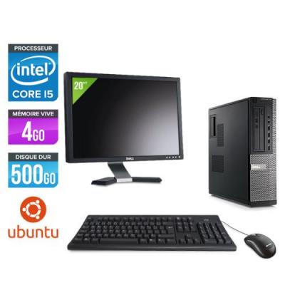 DELL Pc  Optiplex 790 Desktop + Ecran 20'' - Noir - Intel Core i5-2400 / 3,10 GHz - RAM 4Go - HDD 500 Go - DVD - Gigabit Ethernet - Ubuntu / Linux 