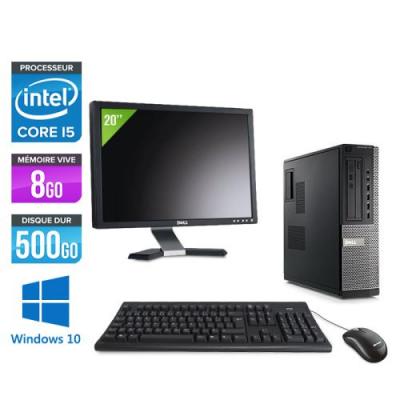 DELL Pc  Optiplex 790 Desktop + Ecran 20'' - Noir - Intel Core i5-2400 / 3,10 GHz - RAM 8Go - HDD 500 Go - DVD - Gigabit Ethernet - Windows 10 Professionnel 