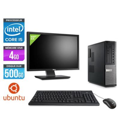 DELL Pc  Optiplex 790 Desktop + Ecran 22'' - Noir - Intel Core i5-2400 / 3,10 GHz - RAM 4Go - HDD 500 Go - DVD - Gigabit Ethernet - Ubuntu / Linux 
