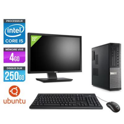 DELL Pc  Optiplex 790 Desktop + Ecran 22'' - Noir - Intel Core i5-2400 / 3,10 GHz - RAM 4Go - HDD 250 Go - DVD - Gigabit Ethernet - Ubuntu / Linux 
