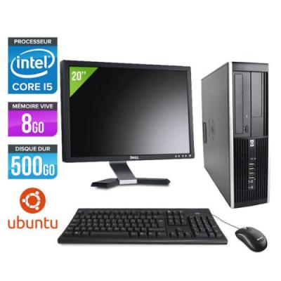 HP Pc  Elite 8200 SFF + Ecran 20'' - Noir - Intel Core i5-2400 / 3.10 GHz - RAM 8 Go - HDD 500 Go - DVD - Gigabit Ethernet - Ubuntu / Linux 